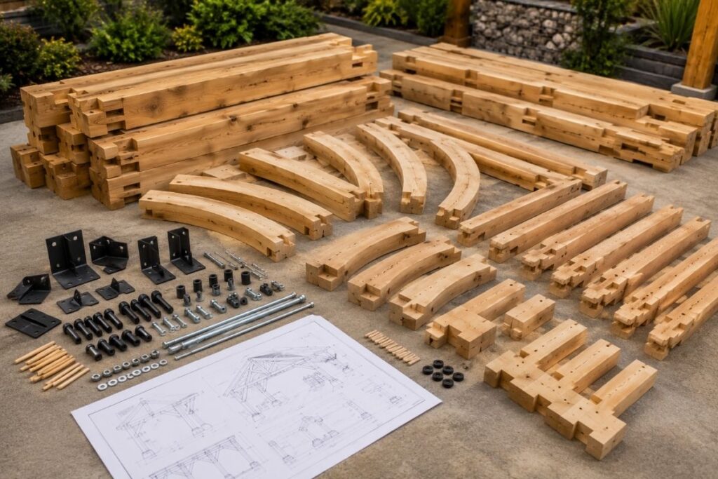 What's Actually Inside a Timber Frame Pergola Kit?